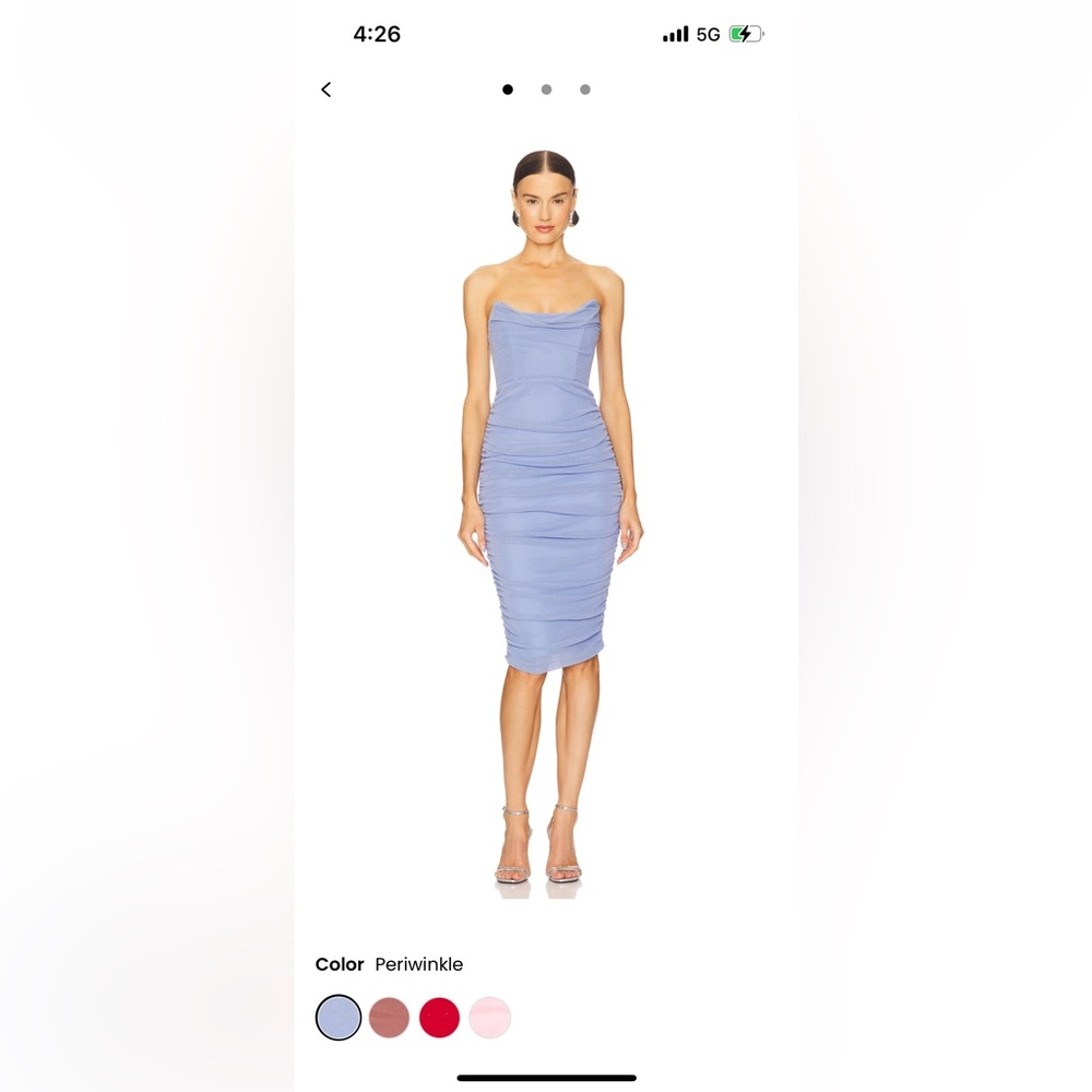 Strapless Periwinkle Ruched Bodycon Dress